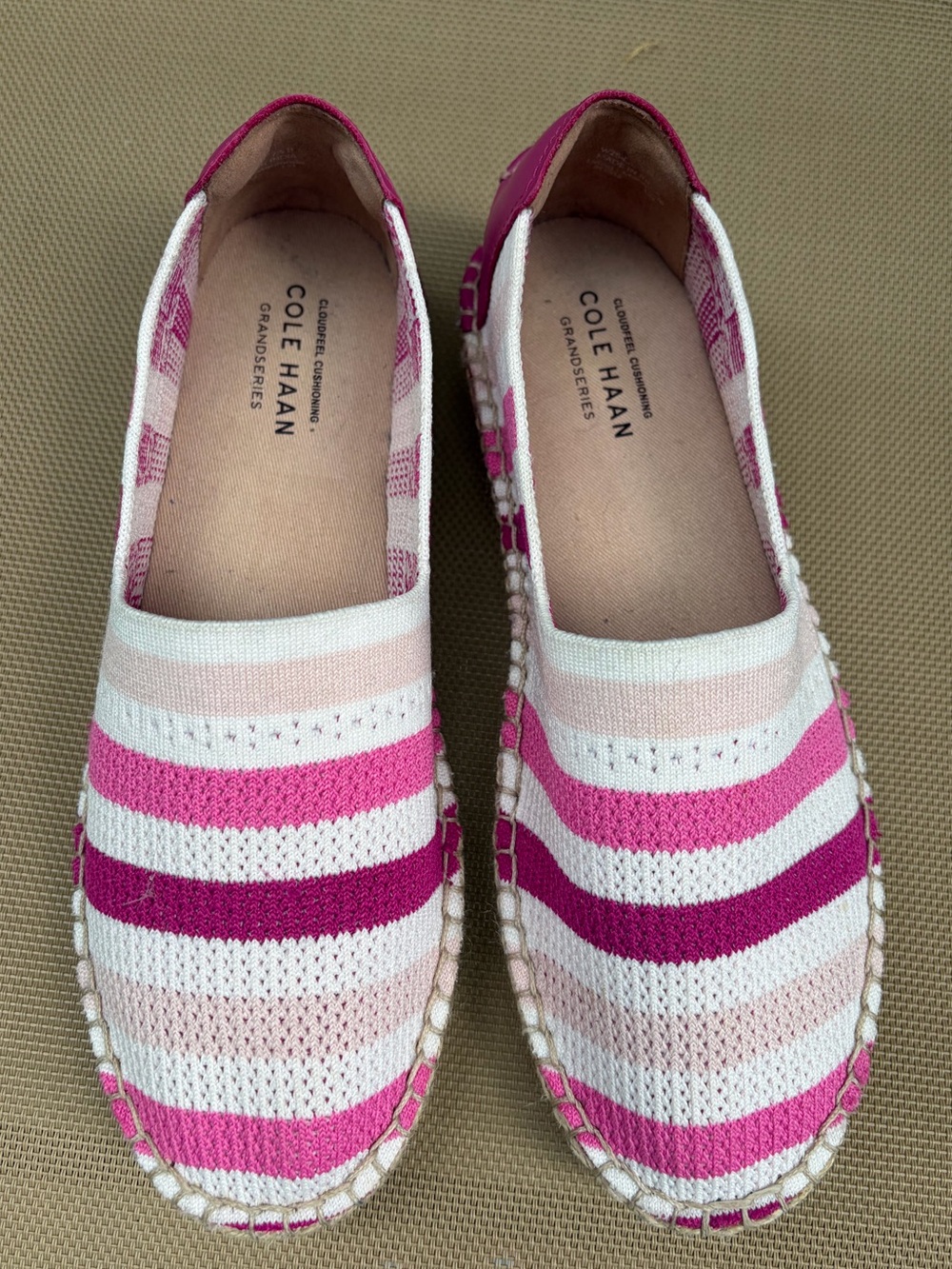 Cole Haan Cloudfeel Stitchlite Espadrille Flat Slip On Pink Stripe Size 7.5 - Picture 4 of 13